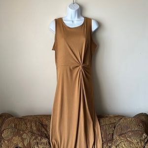 Tan Sleeveless Long Dress w/ slit